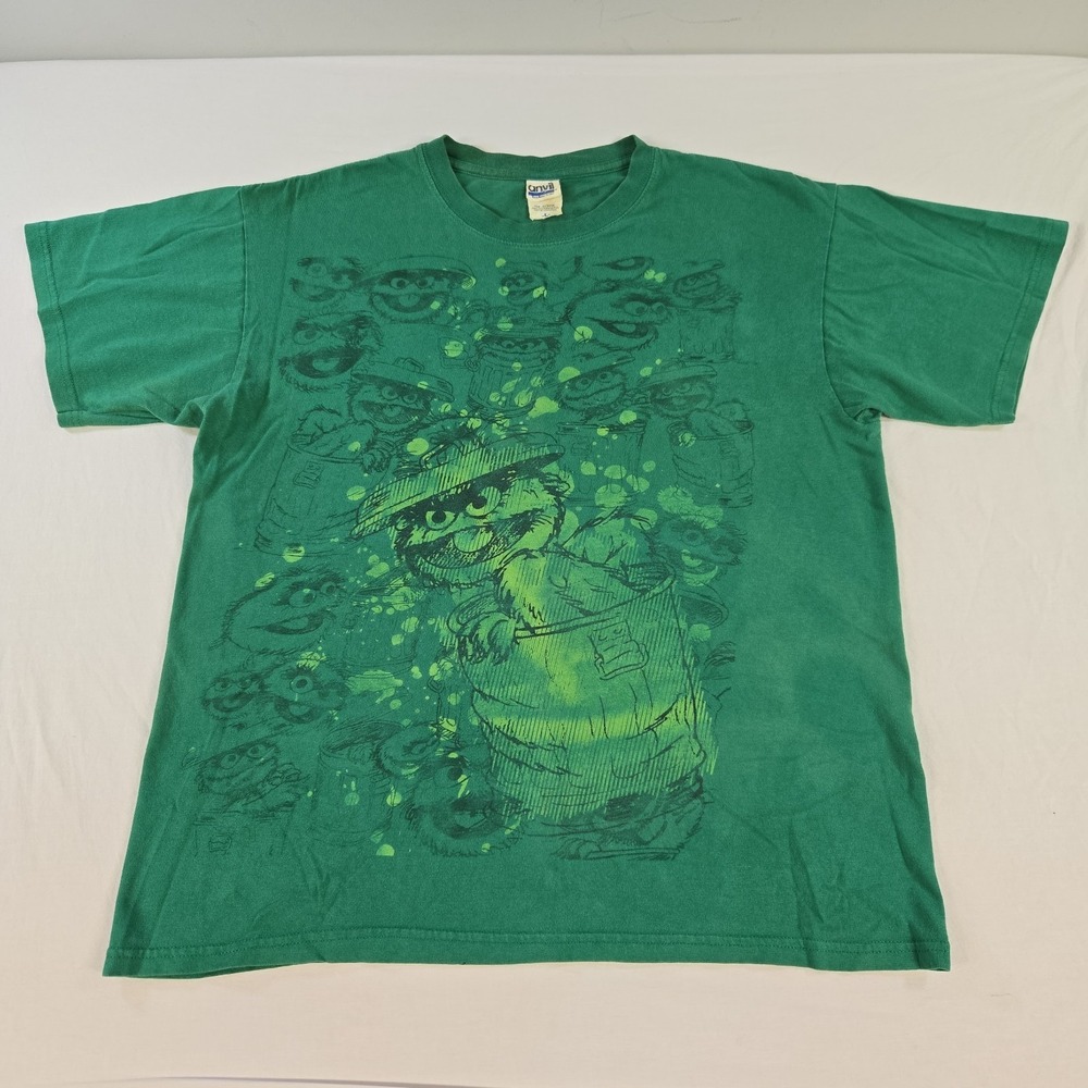 Vintage Sesame Street Oscar The Grouch Tshirt Size Large Green